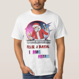 Camisa branca Papai Noel DJ Tシャツ