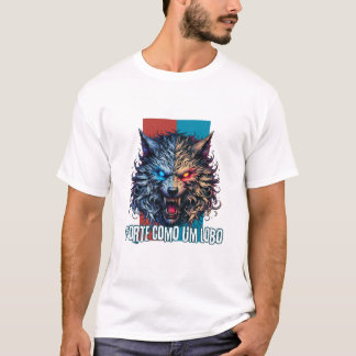 camisa com estampa de lobo tシャツ