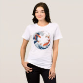 camisa feminia branca com peixes japoneses トライブレンドTシャツ (正面全面)