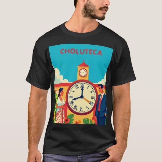 CAMISAS Honduras CHOLUTECA RELOJ Retro poster Tシャツ (正面)