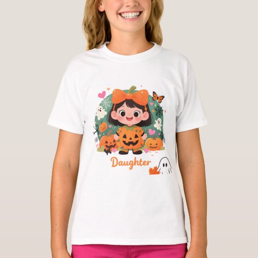 Camiseta Adorable de Fantasmas y Calabazas para Ni Tシャツ (正面)