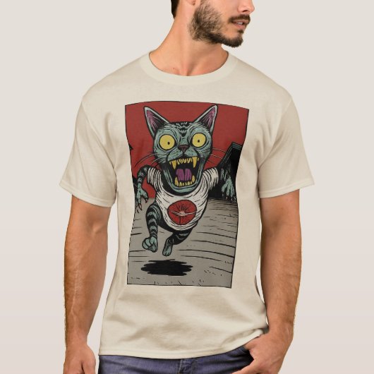 Camiseta Adulto Zombie Runner Cat - Front Tシャツ (正面)