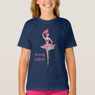 Camiseta Bailarina ballet con abanico rosa Tシャツ