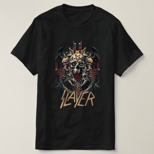 Camiseta banda Slayer estampa caveira Tシャツ (デザイン正面)