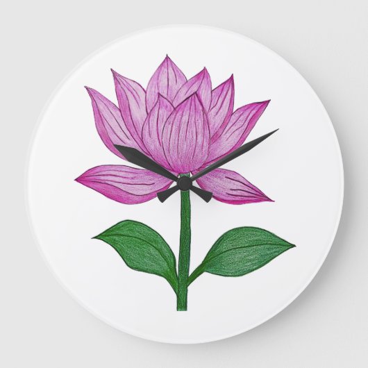 Camiseta básia mujer, con flor rosada ラージ壁時計 (正面)