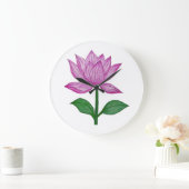 Camiseta básia mujer, con flor rosada ラージ壁時計 (ホーム)