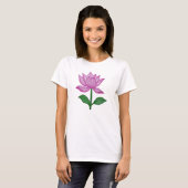 Camiseta básia mujer, con flor rosada tシャツ (正面フル)