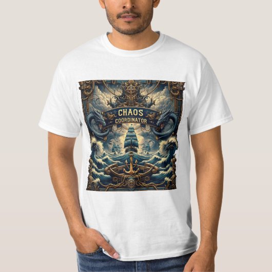 Camiseta Básica Masculina Escura Chaos Coordinator Tシャツ (正面)