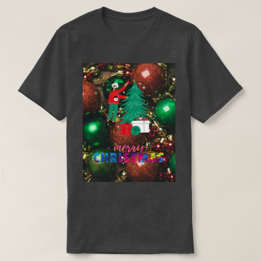 Camiseta Básica Masculina Escura/Natal Tシャツ (デザイン正面)