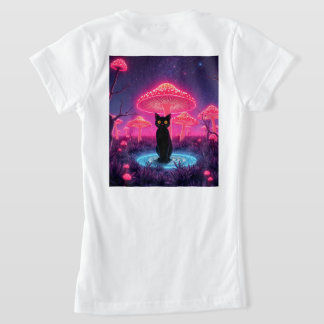 camiseta black cat in the psychedelic world tシャツ