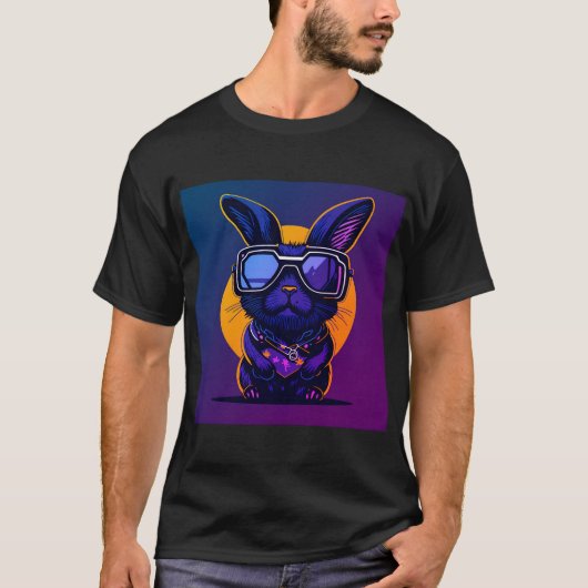 Camiseta black little bunny rabbit vintage miami tシャツ (正面)
