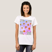 Camiseta blanca floral mujer tシャツ (正面フル)
