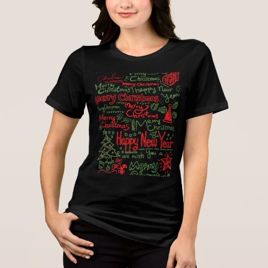 Camiseta blusa feminina de Natal  トライブレンドＴシャツ (正面)