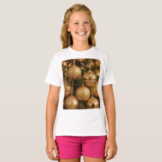 Camiseta Bolas Douradas de Natal Tシャツ