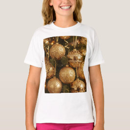 Camiseta Bolas Douradas de Natal Tシャツ