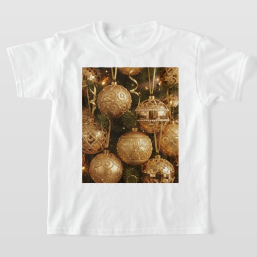 Camiseta Bolas Douradas de Natal Tシャツ (レイダウン)