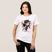 Camiseta chibi Estampado divertido Moda casual Art トライブレンドＴシャツ (正面全面)