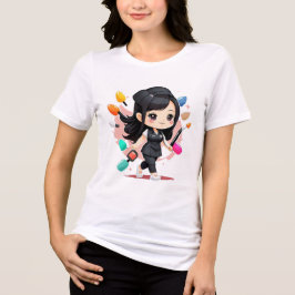 Camiseta chibi Estampado divertido Moda casual Art トライブレンドＴシャツ