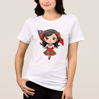 Camiseta chibi Estampado divertido Moda casual Art トライブレンドＴシャツ