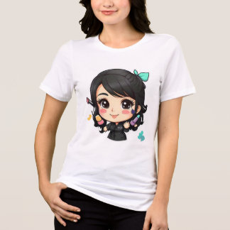 Camiseta chibi Estampado divertido Moda casual Art トライブレンドTシャツ