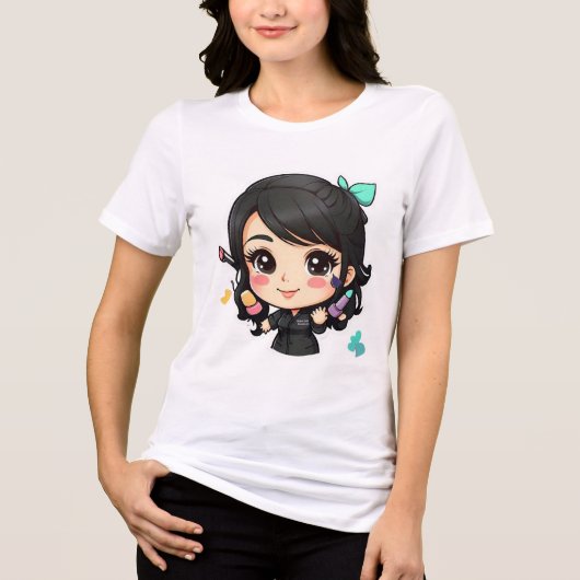 Camiseta chibi Estampado divertido Moda casual Art トライブレンドＴシャツ (正面)