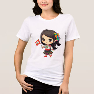 Camiseta chibi Estampado divertido Moda casual Art トライブレンドTシャツ