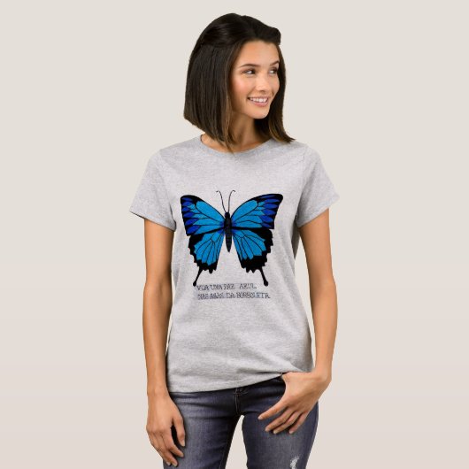 Camiseta com estampa da borboleta azul tシャツ (正面フル)