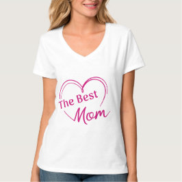 Camiseta con cuello en V The Best Mom Tシャツ