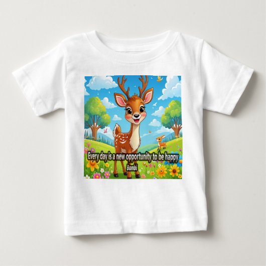 camiseta con Frase Inspiradora Infantil de Bambi ベビーTシャツ (正面)