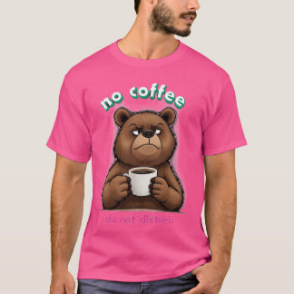 Camiseta con oso y taza de café tシャツ