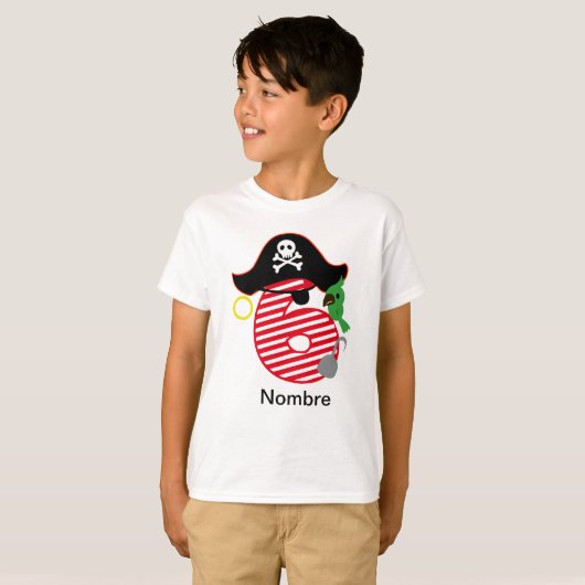 Camiseta Cumpleaños pirata, 6 años Tシャツ (正面フル)