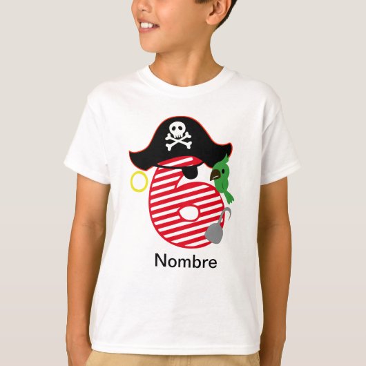 Camiseta Cumpleaños pirata, 6 años Tシャツ (正面)