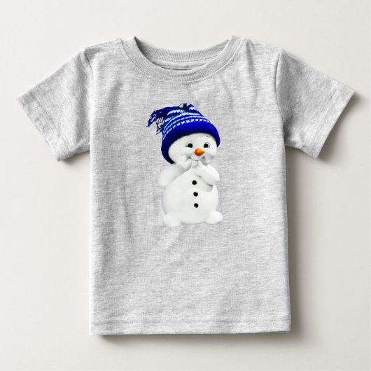 Camiseta De Bebé Muñeco de nieve con gorra ベビーTシャツ (正面)