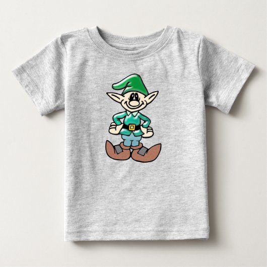 Camiseta De Bebé Pitufo sonriente con gorro verde ベビーTシャツ (正面)