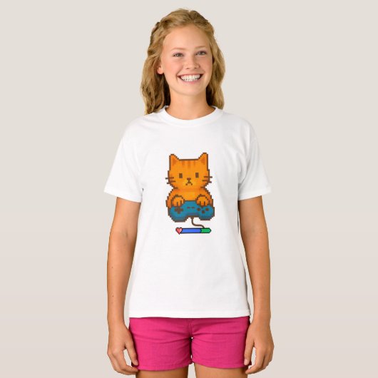 Camiseta de gato gamer tシャツ (正面フル)