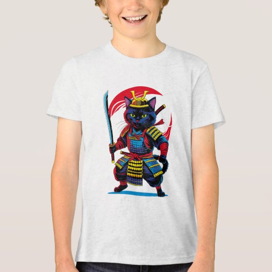 Camiseta de manga corta triblend Gato Samurái トライブレンドＴシャツ (正面)