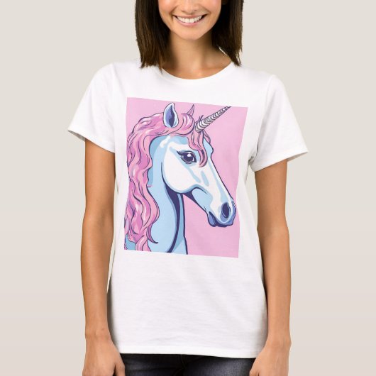 Camiseta de unicornio con fondo rosado tシャツ (正面)