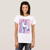 Camiseta de unicornio con fondo rosado tシャツ (正面フル)