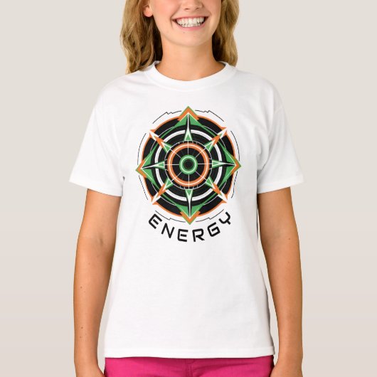 Camiseta Fem Juvenil Básica Abstrato Futurista-6 Tシャツ (正面)