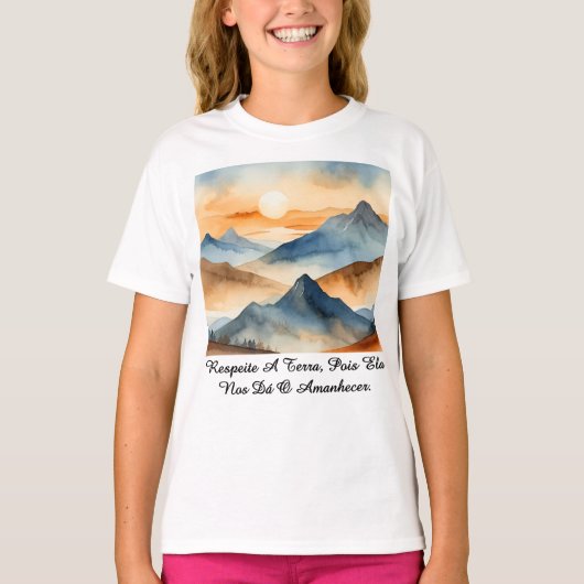 Camiseta Fem Juvenil Básica Amanhecer da Terra-1 Tシャツ (正面)
