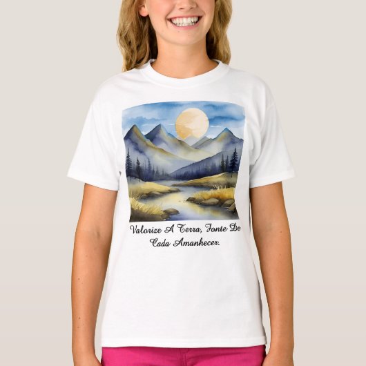 Camiseta Fem Juvenil Básica Amanhecer da Terra-2 Tシャツ (正面)