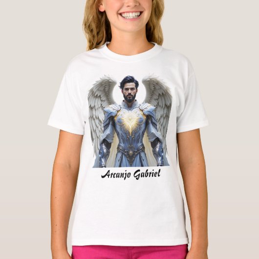 Camiseta Fem Juvenil Básica Arcanjo Gabriel Tシャツ (正面)