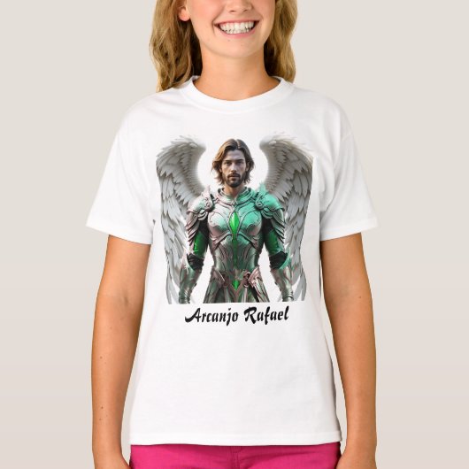Camiseta Fem Juvenil Básica Arcanjo Rafael Tシャツ (正面)