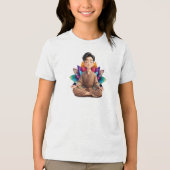 Camiseta Fem Juvenil Básica Meditação-1 トライブレンドＴシャツ (正面)