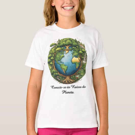 Camiseta Fem Juvenil Básica Raízes do Mundo-1 Tシャツ (正面)