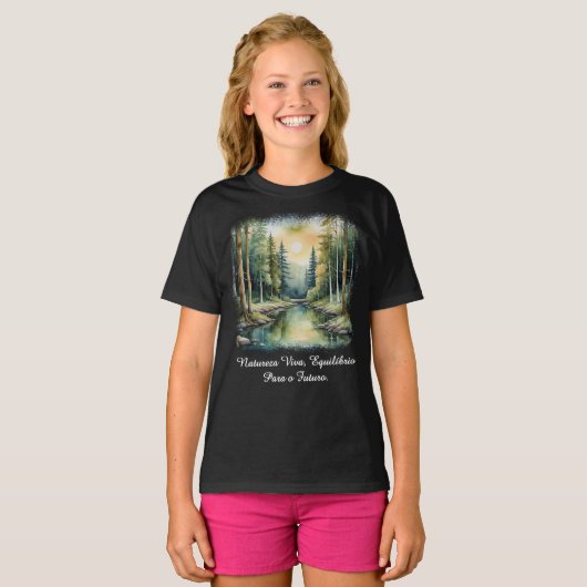 Camiseta Fem Juvenil Básica Reflexos da Terra-1 Tシャツ (正面フル)