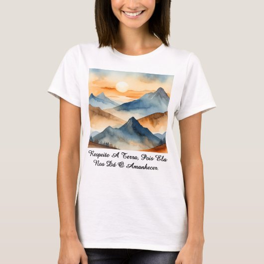 Camiseta Feminina Básica Amanhecer da Terra-1 Tシャツ (正面)