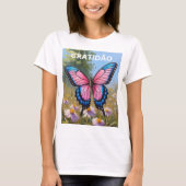  Camiseta Feminina Básica Borboleta Tシャツ (正面)