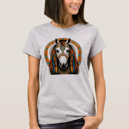 Camiseta Feminina Básica Cavalo Tribal Tシャツ