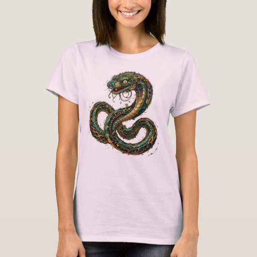 Camiseta Feminina Básica Cobra Tribal Tシャツ (正面)